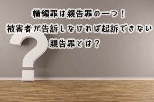 　　　横領罪は親告罪の一つ！ 被害者が告訴しなければ起訴できない 　　　　　親告罪とは？